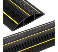 Suwimut 10 Feet Floor Cable Cover Protector, Heavy Duty PVC Duct Extension Wire Covers Power Cord Protector Floor, 3 Channels Cable Management Hide Cords on Floor for Home Office Indoor Outdoor, Black