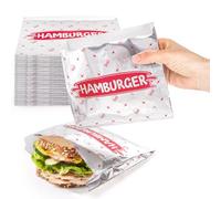 Suwimut 150 Pack Burger Wrappers, Insulated Aluminum Foil Paper Hamburger Sleeves, Grease Proof Sandwich Bags Disposable Takeout Food Sleeves Bulk for Panini's, Hot Sandwich, BBQ, Pretzels