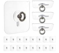 Suwimut 20 Pack Adhesive Ceiling Hooks, Heavy Duty No Drill Self Adhesive Ceiling Wall Hangers for Hanging Light, Plants, Lanterns, Wind Chime, Stainless Steel Sticky Eye Hooks for Indoor Outdoor