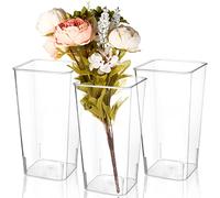 Suwimut 3 Pack Clear Flower Vase, 15×29cm/6 x 11.5 Inch Acrylic Square Tapered Vase, Tall Rectangle Decorative Table Centerpiece for Home or Wedding, Non Breakable