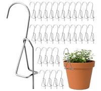 Suwimut 30 Pack Terracotta Pot Hangers, Stainless Steel Flower Pot Clips for Clay Pots, Wall and Fence Mounted Vertical Hanging Metal Plant Pots Hook for Indoor Outdoor Patio Balcony Garden Plants