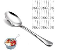 Suwimut 30 Pieces Stainless Steel Dinner Spoons Set, 20cm/8 inch Large Spoons Silverware, Mirror Polished Tablespoons Silver Table Soup Spoons for Home, Kitchen or Restaurant