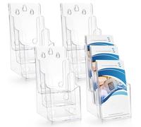 Suwimut 4 Pack Acrylic Brochure Holder 4x9 Inch, 3 Tier Brochure Display Stand Flyer Holder, Slant Back Design Clear Pamphlet Holder Display Stand Literature Holder for Wall Mount or Countertop