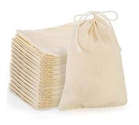 Suwimut 50 Pack Cotton Drawstring Bags, 13×18cm/5x7 Inch Reusable Muslin Sachet Bags with Drawstring, Bulk Gift Bag Jewelry Pouch for Party Wedding Home Storage, Natural Color