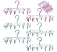 Suwimut 6 Pack Clothes Drying Rack, Small Folding Portable Underwear Hangers with 12 Clips, Plastic Laundry Clip and Drip Drying Hanger with 360° Rotatable Hook for Socks Towels Bras Clothes Gloves