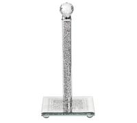 Suwimut Paper Towel Holder Countertop, Silver Standing Paper Towel Roll Dispenser Holder with Square Weighted Base, Tissue Holder Filled with Sparkly Crystal Crushed Diamond for Kitchen Bathroom