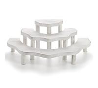 Suwimut Whitewashed Wood Cupcake Stand, 3 Tier Half Moon Dessert Stand Semicircle Dessert Appetizer Tiered Display Riser for Display or Collections