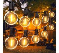 SUWIN Outdoor String Light 100FT/30M - Waterproof Festoon Lights Outdoor with 50+2 LED Bulbs, 2700k Garden Lights Mains Powered for Backyard,Party,Yard,Christmas,Patio,Garden,Wedding