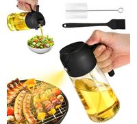 SUWMUWFU 2 in 1 Oil Sprayer, 500ml Glass Bottle for Cooking, Baking, Salad (Black)