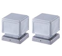 SUWOOPH 2Pcs Square Fence Post Caps, Handrail End Caps for Wooden Balustrade & Stair Railing, Protective Cover Finial(Silver,80mm)