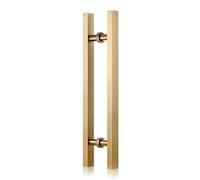 SUWOOPH Shower Door Handle,Bath Door Handle,Bathroom Glass Door Grab Bar Towel Bar Silver，Hole to Hole Center 200mm,300mm,400mm,500mm,700mm,800mm(Gold,Hole Distance 500mm)