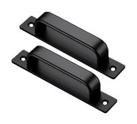 Suwooy 2 Pcs Furniture Door Pulls Handles,Hole Center:128mm 160mm 192mm,Kitchen Cupboard Handles,Aluminium Alloy Handles for Drawers,Black/Gold/Silver/Grey Knobs,with Screws,Black-160mm(6.3in)