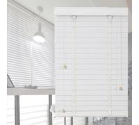 Suwooy Real Wood Venetian Blinds 45cm 50cm 60cm 70cm 80cm 90cm 100cm 110cm 120cm,50mm Slatted Horizontal Blinds,Wooden Blinds for Windows,Blackout Shutters,White,Heat Insulation,W×H-70x80cm/28x31in