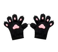 Suxdlan 1 Pair Furry Paws, Soft & Warm Fox Gloves, Cute Plush Cat Paw Gloves, Realistic Decorative Paw for Kids, Adults, Cosplay, Stage, Black