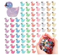 Suxdlan 100PCS Glow-in-the-Dark Mini Resin Ducks - Glitter Ducks with Sunglasses for Fairy Garden Decor
