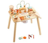 Suxdlan 13-in-1 Montessori Sensory Wooden Table, Toddler | Fishing Game, Bead Maze, Xylophone, Shape Sorter, Toddler Birthday