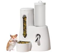 Suxdlan 2-in-1 Hamster Water Bottle & Food Dispenser, 125ml Leakproof Automatic Guinea Pig Water Bottle with Stable Base, Detachable Washable Guinea Pig Food Bowl for Hamster Rat Mouse Hedgehog