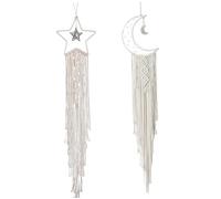 Suxdlan 2PCS 39" Moon Star Dream Catcher LED Macrame Boho Wall Decor