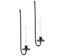 Suxdlan 2Pcs Metal Iron Black Wall Candle Sconce Holder Set, for Living Room Fireplace Wedding (Not Include Candles)