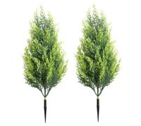 Suxdlan 2Pcs Norfolk Pine Tree, 20 Inch Norfolk Pine Christmas Tree with Ground Spike for Porch, Pathway, Garden, Outdoor Indoor