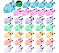 Suxdlan 35 PCS Mini Resin Panda Figures Glow in the Dark Tiny Resin Animals Mixed Colors Mini Figurines in Bulk for Garden Micro Landscape Dollhouse Party Decor