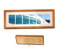 Suxdlan 5x13 Inch Long Wooden Picture Frame - Collage Frame with 6 Openings for Photo Strip