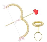 Suxdlan Cupid Bow and Arrow Set One Size Red Arrows Valentine's Day Cupid Costume AccessoriesWedding Birthday Cosplay Fancy Dress Photo Props for Adults and Teens Golden