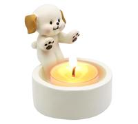 Suxdlan Dog Candle Holder Cute Cartoon Warming Paws Tea Lights Candle Holder, 2.8x2.4x2.4 Inch Resin White, For Dog Lovers Home Office Decoration