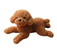 Suxdlan Dog Plush Cute Vivid Teddy Dog Mating Toy 14inch Cotton Filled Plush Toy with Collar Decorative Stuffed for Couch Sofa Bed, Light Brown