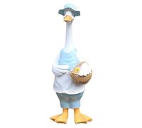 Suxdlan Duck Statue 12.6in Resin Weatherproof Duck Figurine Cute Cartoon Decor Dressed DIY Ornament for Home Garden Yard, Mrs, Statue, Figurine, Decor, Ornament
