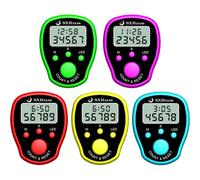 Suxdlan Finger Counter 5Pcs 1.4x1.8 5 Digit Clicker Counter Digital Tally with LED Backlight Time Display Hand Clicker for Stitch, Sports, Training