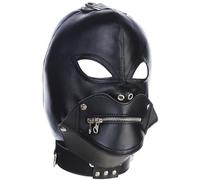 Suxdlan Gimps Mask Wicked Demon PU Leather Mask with Plush lining Adjustable Back Tie, Detachable Zippered Mouth for Halloween Party Devil Hood Masks Sex Props Supplies