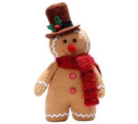 Suxdlan Gingerbread Plush Man Style Christmas 12inch Hatted Cartoon Gingerbread Decor Cute Non-woven Resin Christmas Decoration for Kids