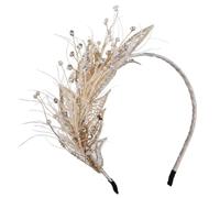 Suxdlan Headpiece for Women Feathered Headband Fascinator for Bride | Elegant pearl & rhinestone details Fascinator, non-slip design, great for bridal portraits, special occasions