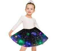 Suxdlan Light Up Tutu Layered Led Tutu Skirt for Girls 3-12 Years Old Ballet Dance Tulle Skirt with Stars Sequins Beautiful Dress for Party Costume Dance Carnival Costume Black.