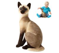 Suxdlan Siamese Cat Plush Toy Cute Life-Like Stuffed Animal, Realistic 13.78-Inch Shorthair Cat Plush for Kids & Pet Lovers