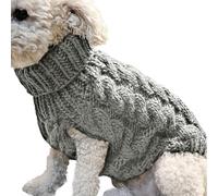 Suxdlan Small Dog Sweaters Turtleneck Knitted Pullover Elastic Dog Christmas Sweater Winter Thick Warm Classic Small Clothes for Chihuahua, Yorkie, Teacup, Dachshund Gray M