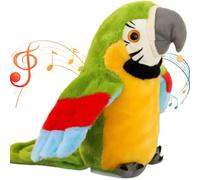 Suxdlan Talking Parrot, Repeat What You Say Parrot Toys, Speaking Stuffed Animals Plush Toy Electronic Record Animated Bird Shake Wing Talking Toys for Kids Boys Girls, Green