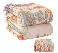 Suxdlan Throws for Sofas Large Cotton Sofa Throw Floral Bed Throw Blanket 79x91'' Soft Sofa Throws Large 3 Seater Non Slip for Covering Bed Armchair.