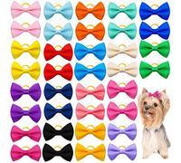 Suxgumoe Dog Hair Bows, 36Pcs Mixed Colors Dog Hair Bows with Elastic Rubber Bands, Cute Dog Grooming Bows Puppy Hair Accessories for Long Hair Pet Dogs Cats (Multi-colored A)
