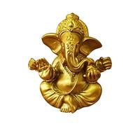 Suxgumoe Golden Lord Ganesha Statue, Hindu Elephant Buddha Sculptures Figurines, Mini Indian Elephant God Statue Ganesha Figurine Ornaments for Home Office Car Decoration