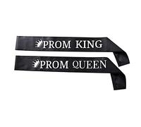 SuXHyez 2pcs Prom Crown and Sash Set King Crown Queen Tiara with Shiny Satin Sash for Leavers Ball Graduation School Prom, Stylish Graduation