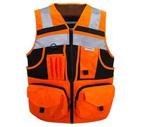 SUXIBIP 10 Pockets Safety Vest for Men and Women, High Visibility vest with 3M Reflective Strips, Oxford Fabric, Hi-vis Orange, Large
