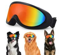 Suxible Dog Goggles for Medium Large Breed, UV Protection Dog Sunglasses with Sponge Pad and Adjustable Strap, Windproof Dustproof Anti-Fog Dog Eye Protection Glasses for Dogs Doggy - Black+Red
