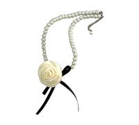 SUXINRY Beads Necklace, Bowknot Pendant Necklace, Imitation Pearl, Beaded Necklace, Elegant Neck Jewelry, Perfect for Daily Gathering, As the picture shows, Imitation Pearl + Alloy, As the picture