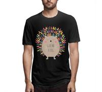 SUXISUUX Cartoon Colorful Hedgehog Men's Short Sleeve T-Shirt Black(3X-Large)