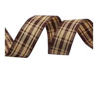 suxuMhao 1" x 10 Yards Wired Buffalo Check Plaid Gingham Ribbon, Great for Christmas Tree Decor, Wreath Bows, Farmhouse Festive Accents, Gift Wrapping, Floral Arrangement, Coffee A