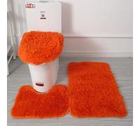 SUXUMHAO 1Pcs Simple Style Solid Color Toilet Bath Bathroom Three-Piece Set, Toilet Three-Piece Set Toilet Pads Clean and Reuse Water Absorbent Bathroom Mat for Shower (Tangerine)
