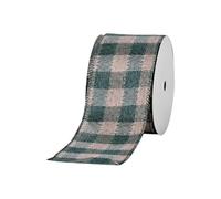 suxuMhao 2.5 Inch x 10 Yards Christmas Wired Buffalo Plaid Burlap Ribbon, Ideal for Xmas Gift Wrapping, DIY Crafts & Birthday Party Decorations, Green