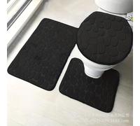 SUXUMHAO 2 Sets Toilet Three-Piece Coral Velvet Cobblestone Set, Toilet Three-Piece Set Toilet Pads Clean and Reuse Water Absorbent Bathroom Mat for Shower (Black) A